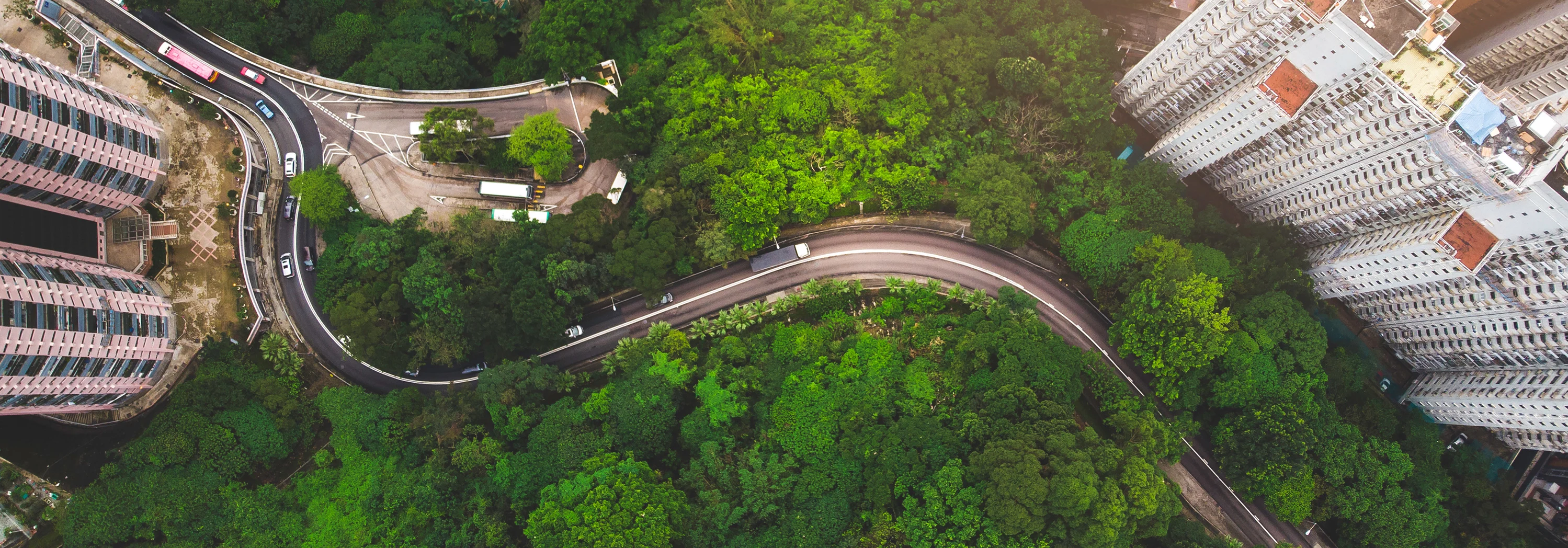 An aerial view of a road