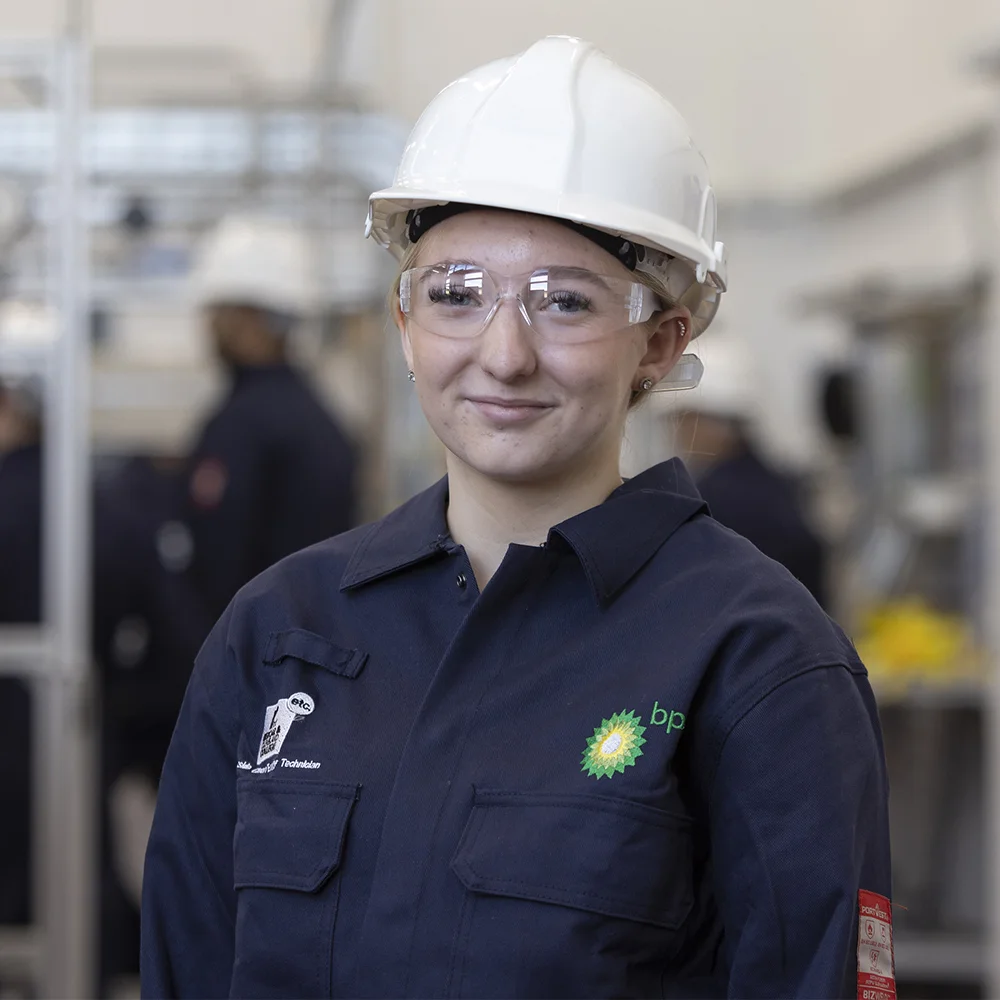 A student at Redcar and Cleveland College in Teesside, where bp is funding a Clean Energy Education Hub to equip students with the specialized skills needed for the transformation of the region’s industrial landscape