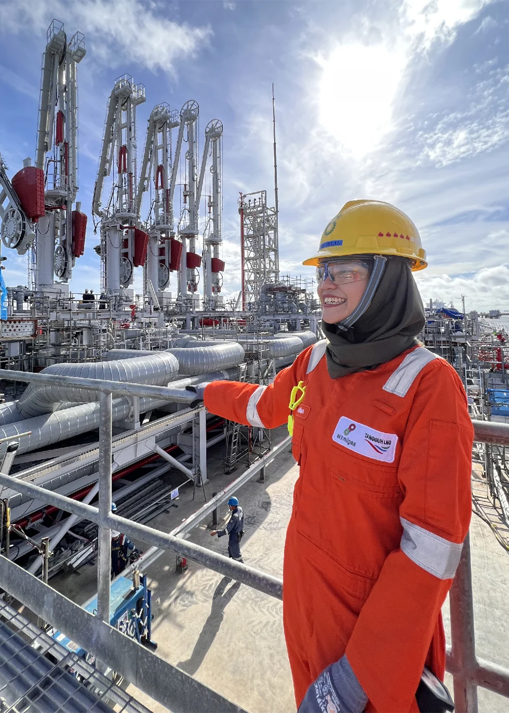 A worker at the Tangguh LNG plant in Indonesia